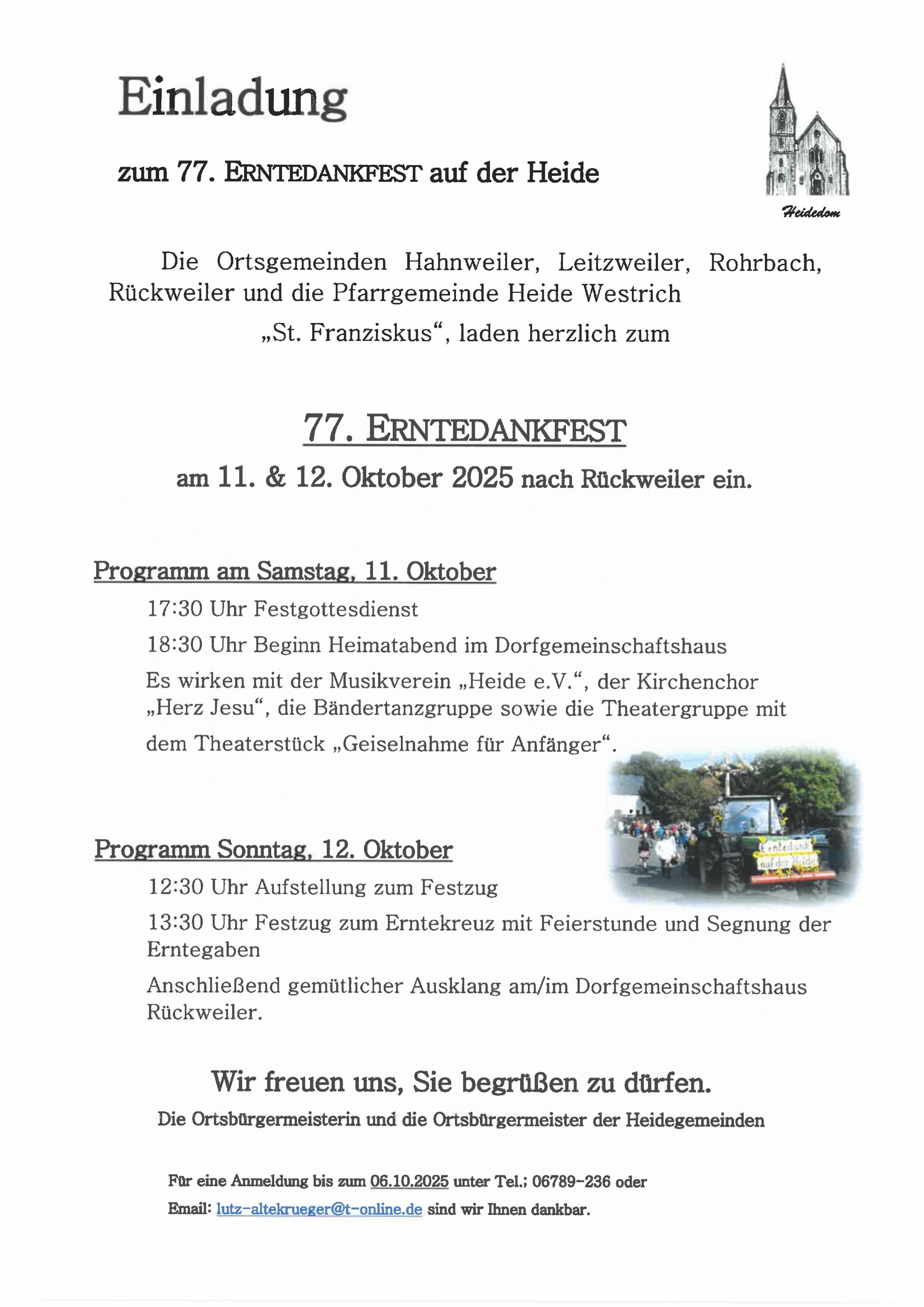 Erntedankfest in Rückweiler 2025